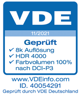 Zertifiziert vom VDE, mehr unter: VDEinfo.com, ID. 40054291, Modell: QN900B (75"/85").