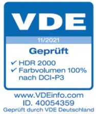 Zertifiziert vom Verband der Elektrotechnik Elektronik Informationstechnik e. V. (VDE), mehr unter: VDEinfo.com, ID. 40054359, Modelle: QN9xB (55"/65"/75"/85").