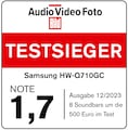 Audio Video Foto, Testsieger, Gut (1,7), Ausgabe 12/2023, HW-Q710GC, Vergleichstest, im Test: 8 Soundbars um die 500 Euro, S14-19.