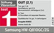 Stiftung Warentest, gut (2,1), Ausgabe 8/2023, zur Samsung HW-Q810GC/ZG, im Test: 16 Soundbars mit separater Bassbox, Qualitätsurteil: 9x gut, 7x befriedigend.
