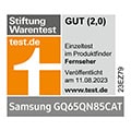 Stiftung Warentest, gut (2,0), test.de, veröffentlicht am 11.8.2023, zum Samsung GQ65QN85CAT, Einzeltest.