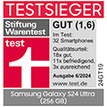 Stiftung Warentest, Testsieger, gut (1,6), Ausgabe 6/2024, zum Galaxy S24 Ultra (256 GB), im Test: 32 Smartphones (18x gut, 11x befriedigend, 3x ausreichend).