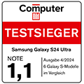 Computer Bild, Testsieger, sehr gut (1,1), Ausgabe 4/2024, Galaxy S24 Ultra, Vergleichstest mit 6 Galaxy S Modellen (6x sehr gut).