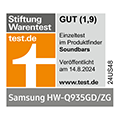 * Stiftung Warentest, gut (1,9), http://test.de , veröffentlicht am 14.8.2024, zur Samsung HW-Q935GD/ZG, Einzeltest.