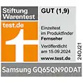 * Stiftung Warentest, gut (1,9), www.test.de, veröffentlicht am 16.09.2024, zum Samsung GQ65QN90DAT, Einzeltest.