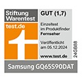 * Stiftung Warentest, gut (1,7), www.test.de, veröffentlicht am 5.12.2024, zum Samsung GQ65S90DAT, Einzeltest.
