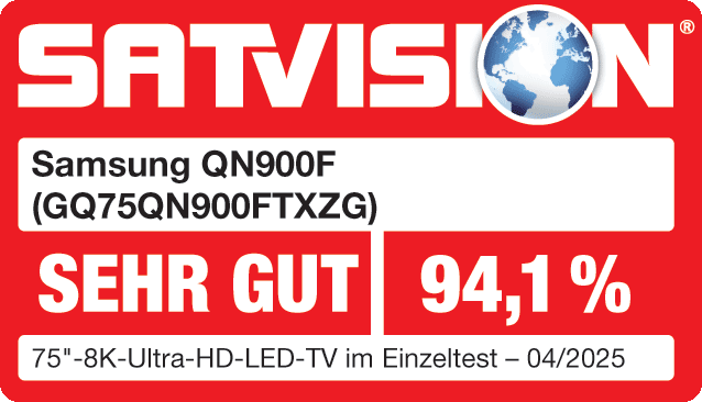 * Satvision, Sehr Gut (94,1%), 04/2025, zum GQ75QN900F, Einzeltest.