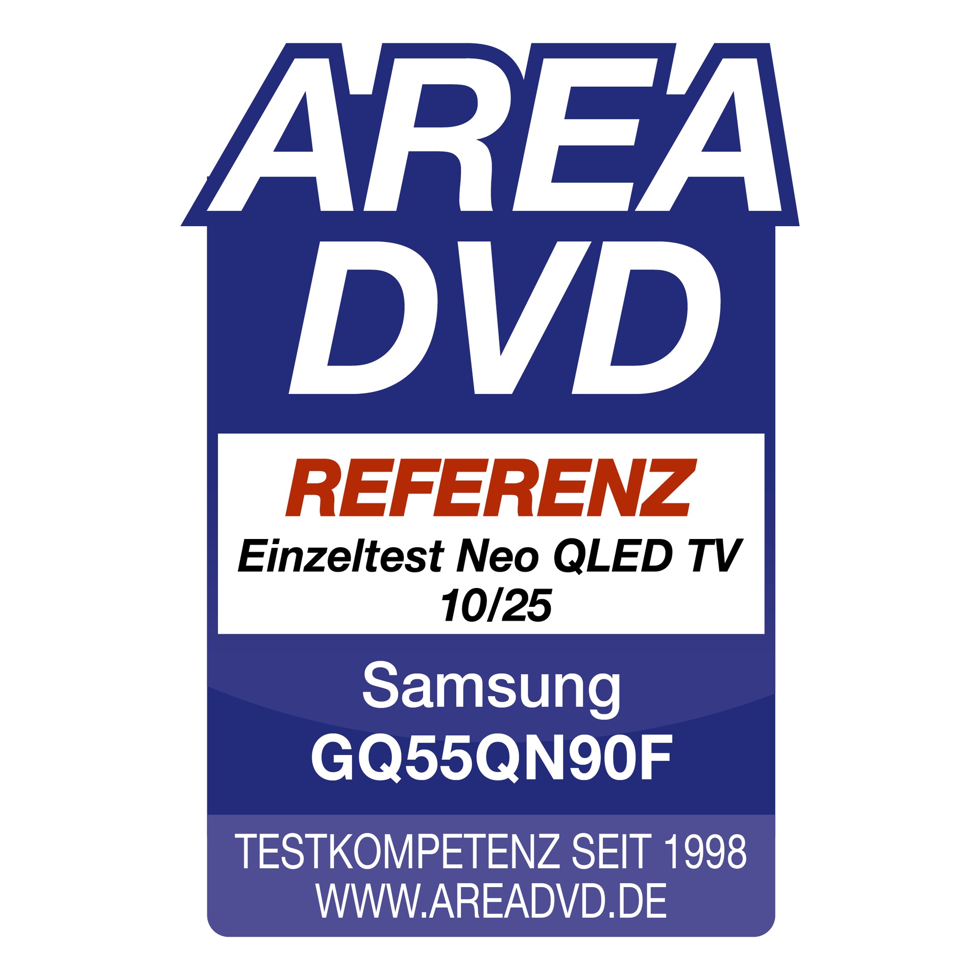 * AREA DVD, Referenz, Online-Veröffentlichung am 08.10.2025 unter http://areadvd.de , zum Samsung GQ55QN90F,  Einzeltest.