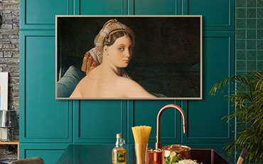 4. The frame hanging on a wall