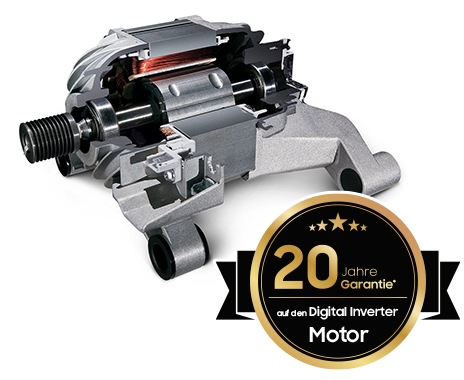 The washer motor with digital inverter technology gives a 20-year warranty.