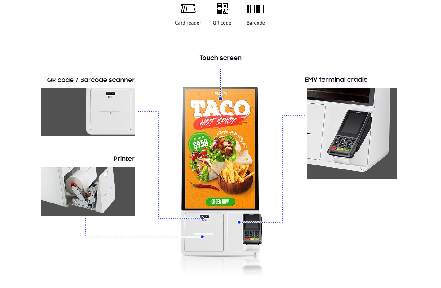 Interaktives Display mit EMV-Terminal zu sehen