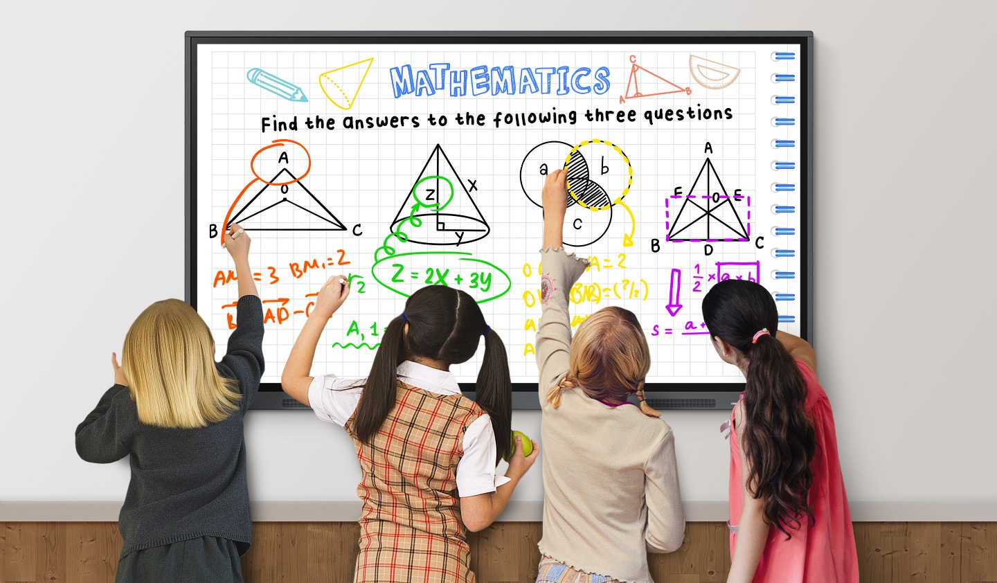 Man sieht Kinder vor dem WAC-Serie Display. Das Board ermöglicht Multiwriting für bis zu 20 Personen