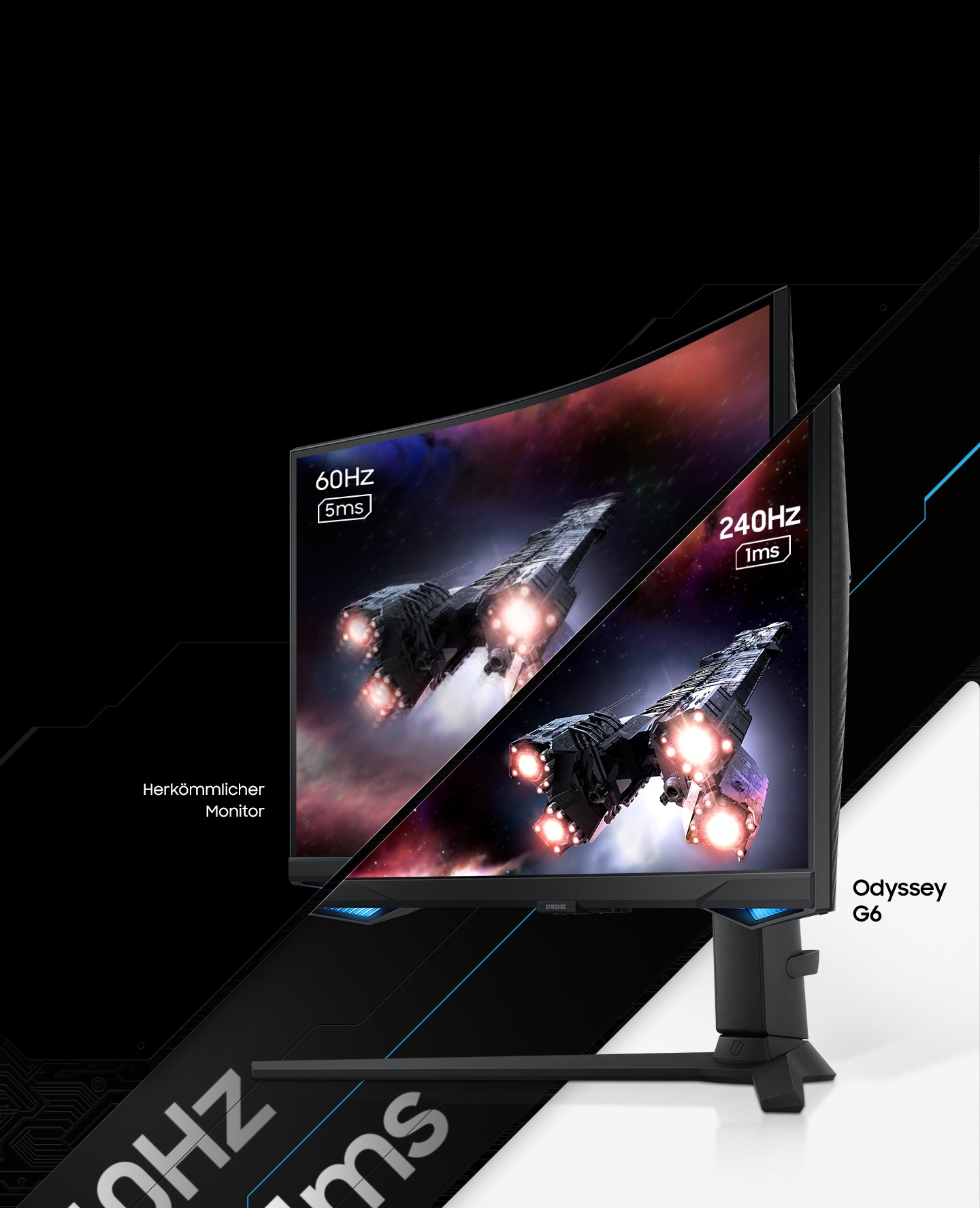 Bezwinge deine Gegner auch bei Höchstgeschwindigkeiten. Die Bildwiederholfrequenz von 240 Hz eliminiert Verzögerungen für ein atemberaubendes Gameplay und absolut flüssige Action Szene für Szene. Mit einer Reaktionszeit von 1 ms und ruckelfreien Bildern bist du deinen Gegnern einen Schritt voraus.