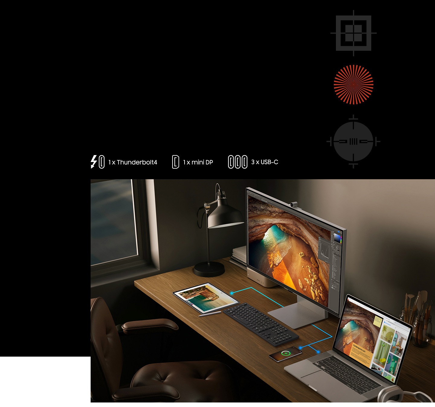 ViewFinity S9 Designansicht – Rückseite und Anschlüsse