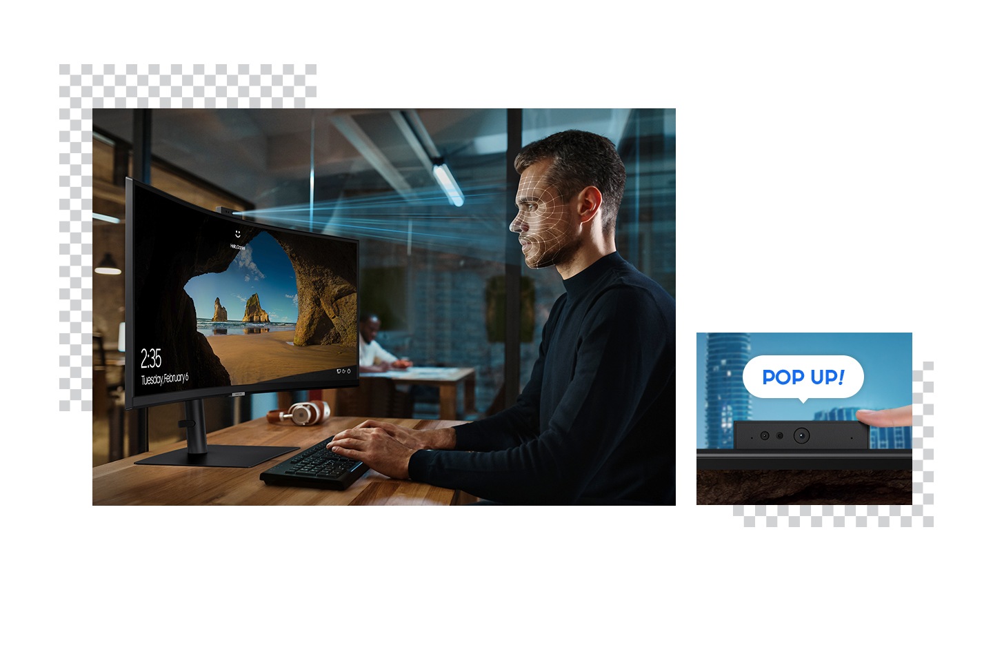 Person nutzt Kamera mit Windows Hello-Funktion