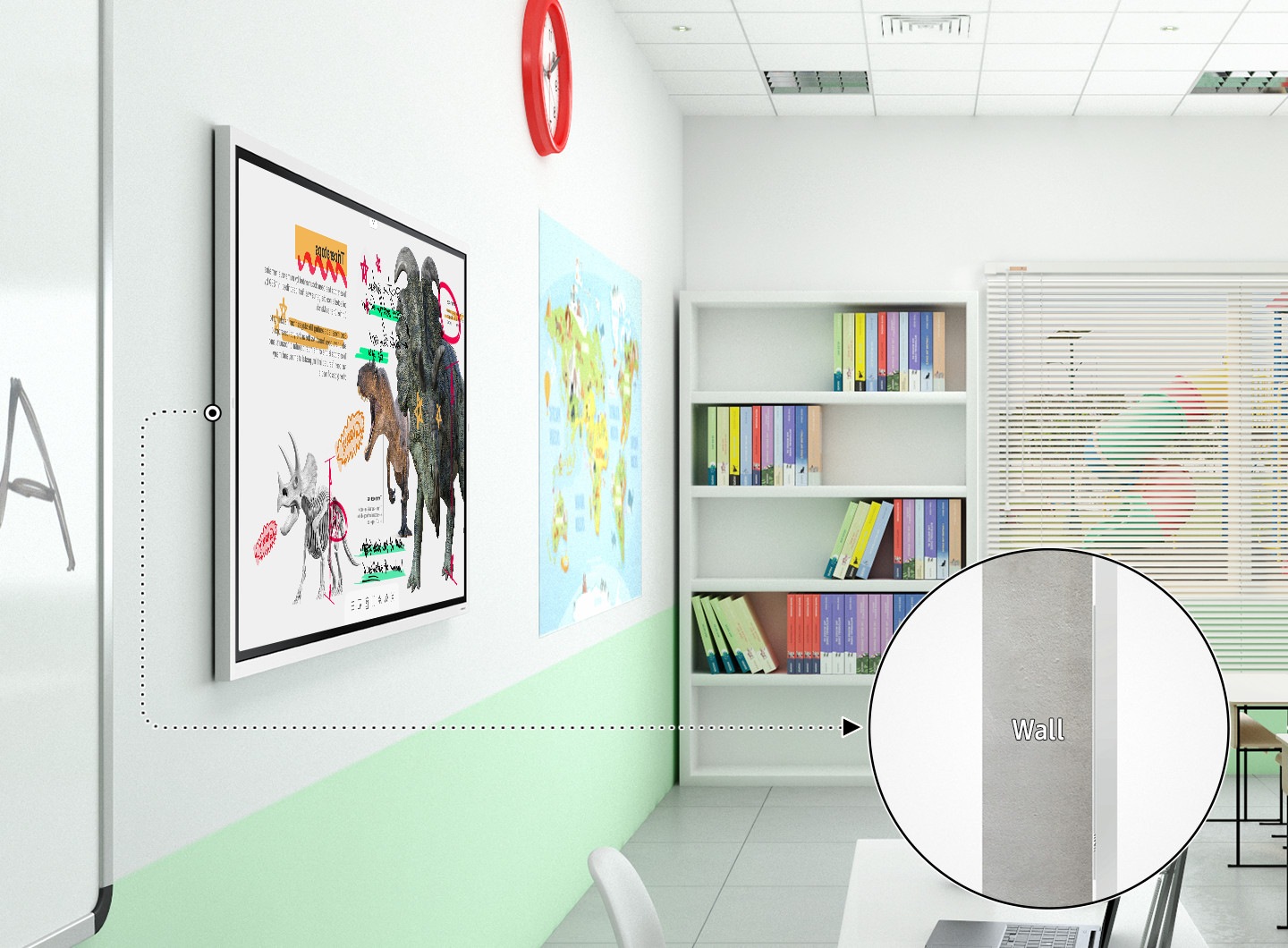 Die leicht zu installierende Wandhalterung von Samsung ermöglicht vorhandenen Platz effektiv zu nutzen bei gleichzeitig uneingeschränktem Zugriff auf die verschiedenen Funktionen des Flip.