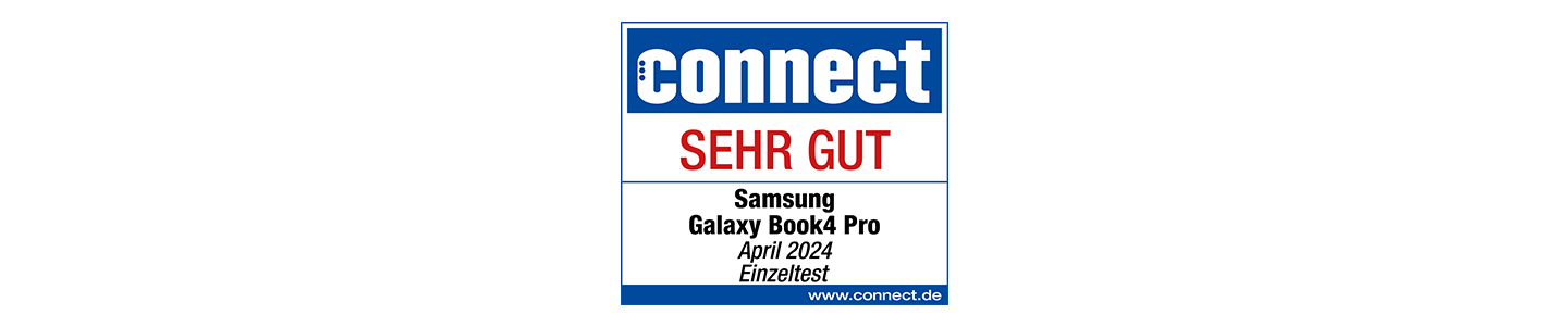 Connect, sehr gut, veröffentlicht am 26.04.2024 unter connect.de, Galaxy Book4 Pro, Einzeltest.