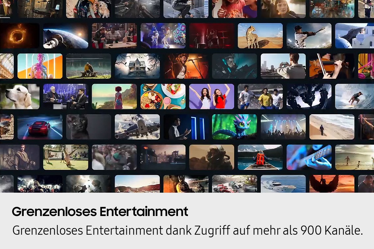 Eine Reihe von Bildschirmen zeigt verschiedene Inhalte. Eine Luftaufnahme zeigt weitere Bildschirme und eine Vielzahl verfügbarer Inhalte. Endless Free Content. Weitere Bildschirme erscheinen. Erlebe mehr als nur Smart. Die Bildschirme bewegen sich zur Seite, als würde man durch sie scrollen. Fernsehsendungen, Sport, Filme, Serien, Musik. Genieße noch mehr Unterhaltung.