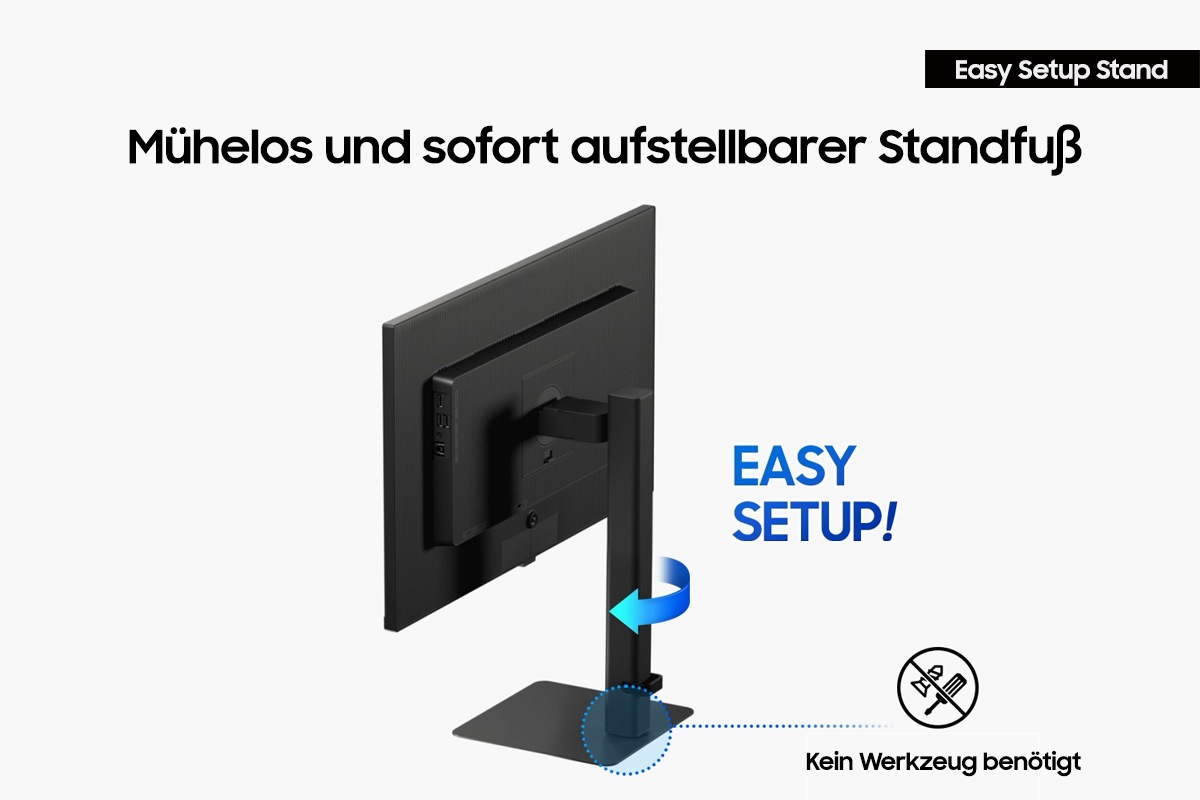 Mühelos und sofort aufstellbarer Ständer, der kein Werkzeug benötigt.