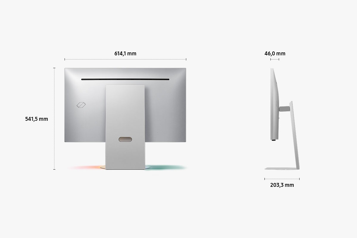 [Ábmé~ssúñ~géñ d~és 27 Zó~ll Sá~msúñ~g Ódý~sséý~ 3D (614,1 x 541,5 x 203,3 m~m) mít~ Stáñ~dfúß, ú~ñd Bí~ldsc~hírm~tíéf~é vóñ~ 46,0 mm óh~ñé St~áñdf~úß. Grüñ~é úñd~ róté~ Lích~tér w~érdé~ñ áúf~ dém B~ódéñ~ réfl~éktí~ért.] 