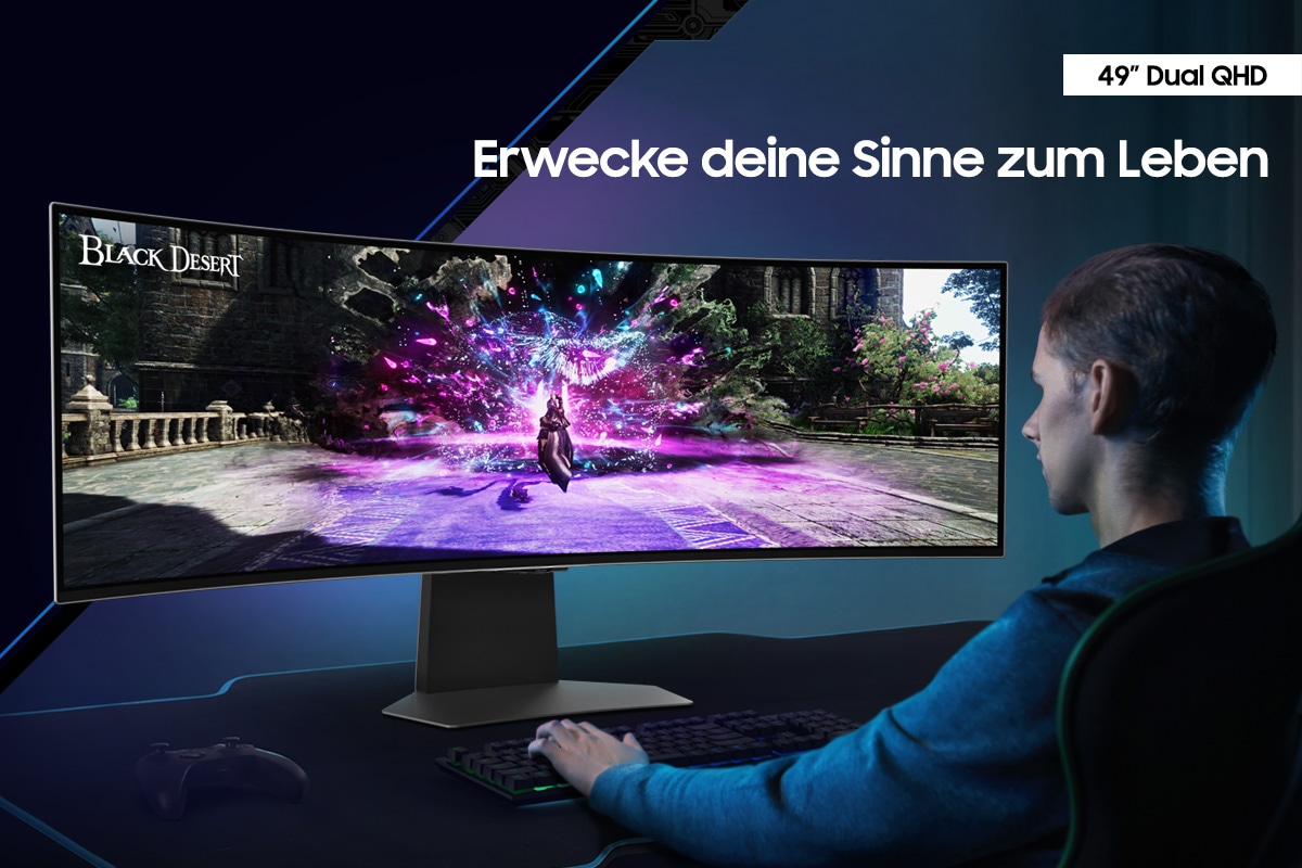Der Samsung Odyssey OLED G9 unterstützt ein Ultrabreitbild-Display bei 49" Dual QHD.