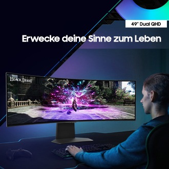 Der Samsung Odyssey OLED G9 unterstützt ein Ultrabreitbild-Display bei 49" Dual QHD.