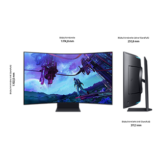 LS55CG970NUXEN Samsung Odyssey Ark der 2. Generation Bild mit Dimensionen