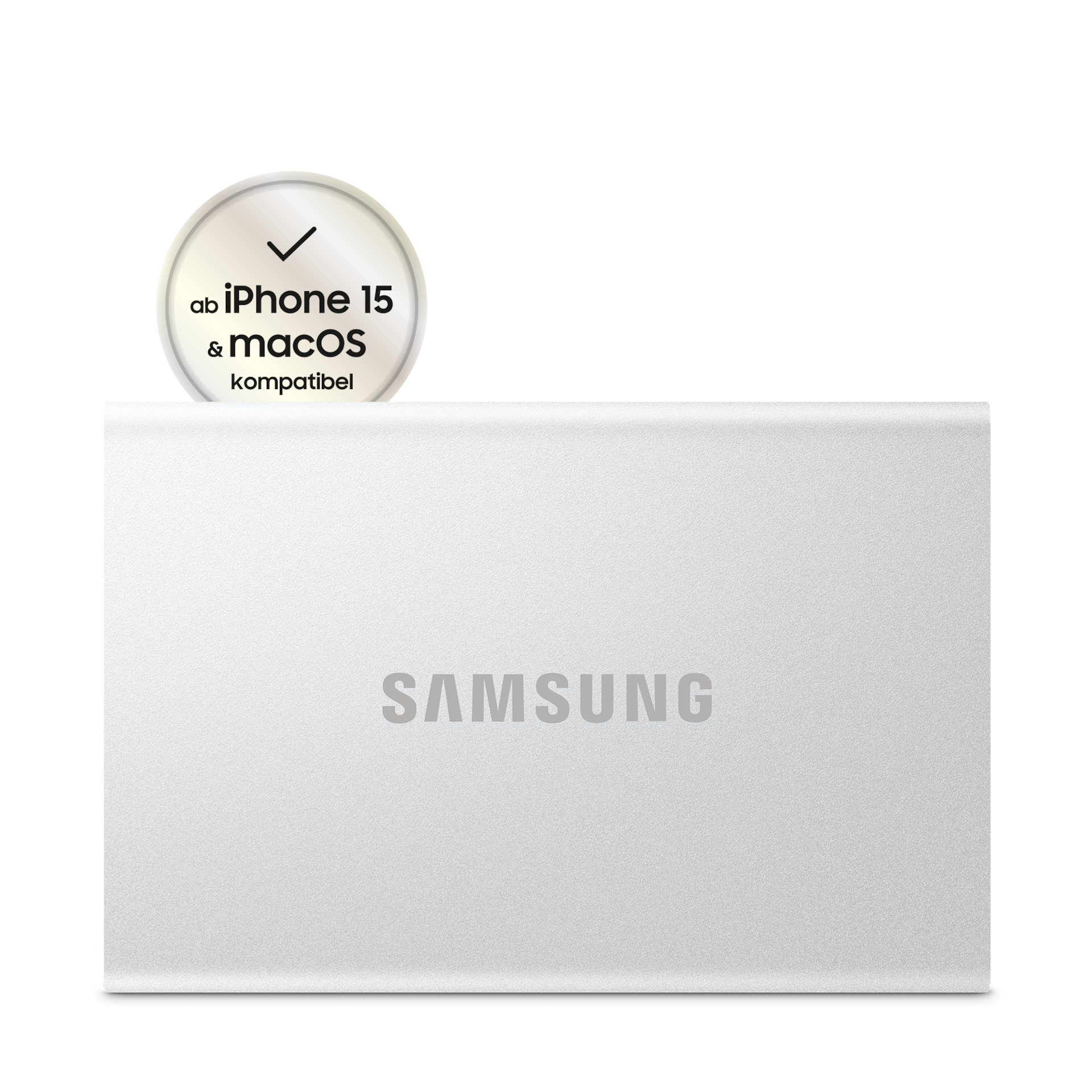 Portable SSD T7 Resurrected USB 3.2 Gen 2 Front Silver 