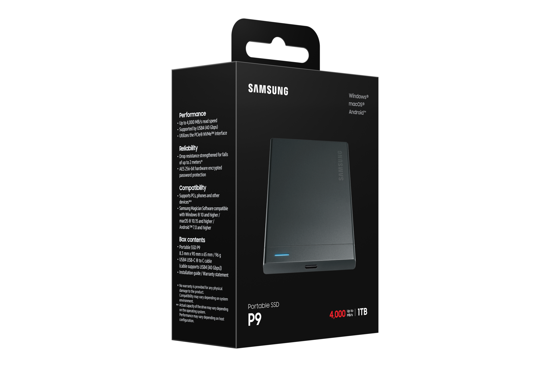 P9 Portable SSD PKG-L-Perspective Jet Black 