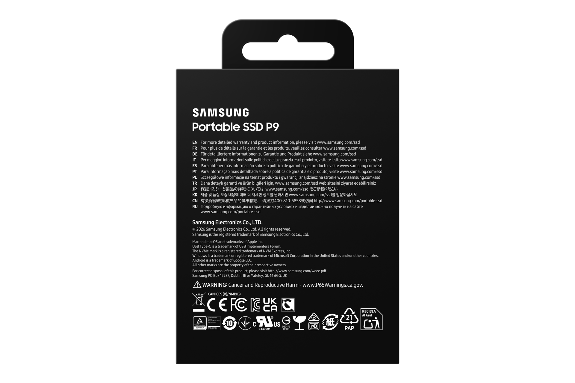 P9 Portable SSD PKG-Back Jet Black 