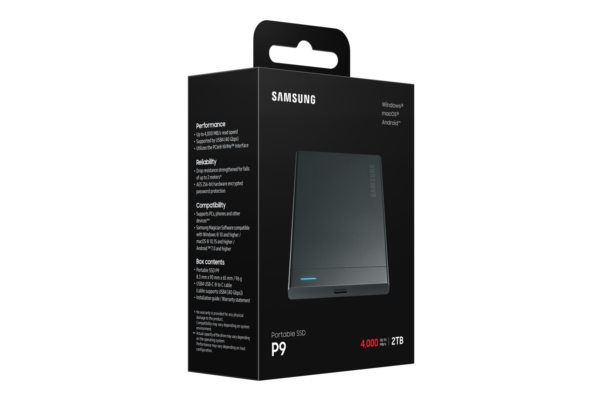 P9 Portable SSD PKG-L-Perspective Jet Black 