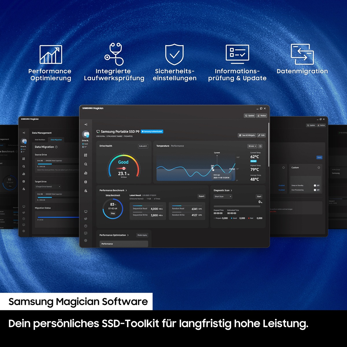 Portable SSD P9 USB4 Gen 3x2 - 2 TB Schwarz