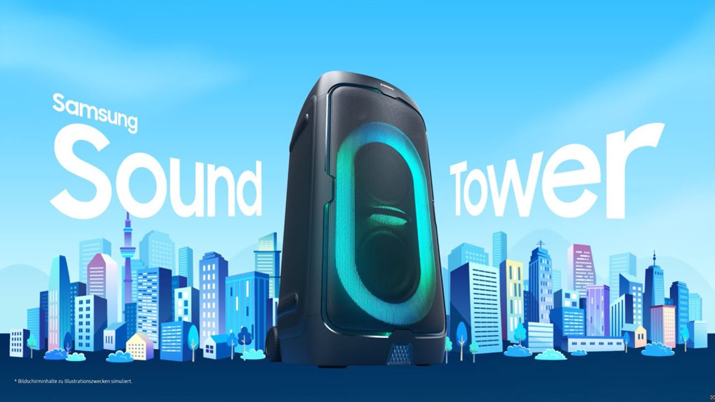 Lerne die Sound Tower ST50F kennen. Willkommen in der neuen  Samsung Ära epischer Homepartys. Lass den Beat erklingen.