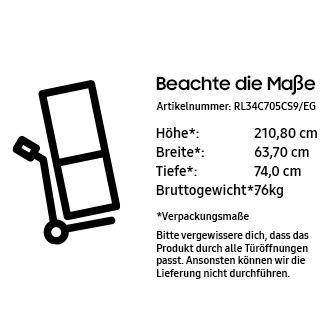 Kühl-Gefrierkombination, 185 cm, SpaceMax™ mit Metal Cooling und AI Energy Mode, EEK: C RL35CEX Silver
