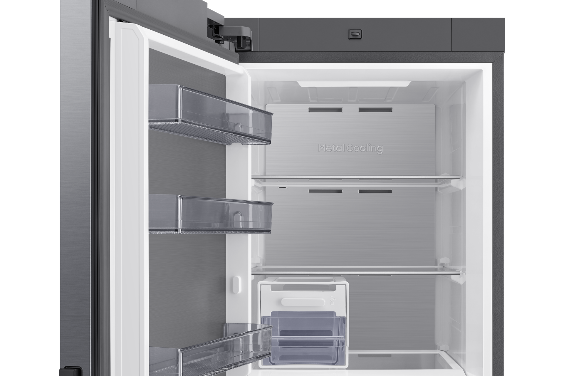 RZ80 Eintür-Gefriergerät, 186 cm, SpaceMax™ mit AI Energy Mode und automatischer Türöffnung, EEK: D Detail-Metal-Duct Silver 
