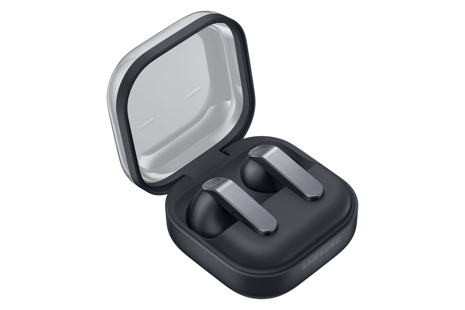 Galaxy Buds4 Case-Opened-Side Black 