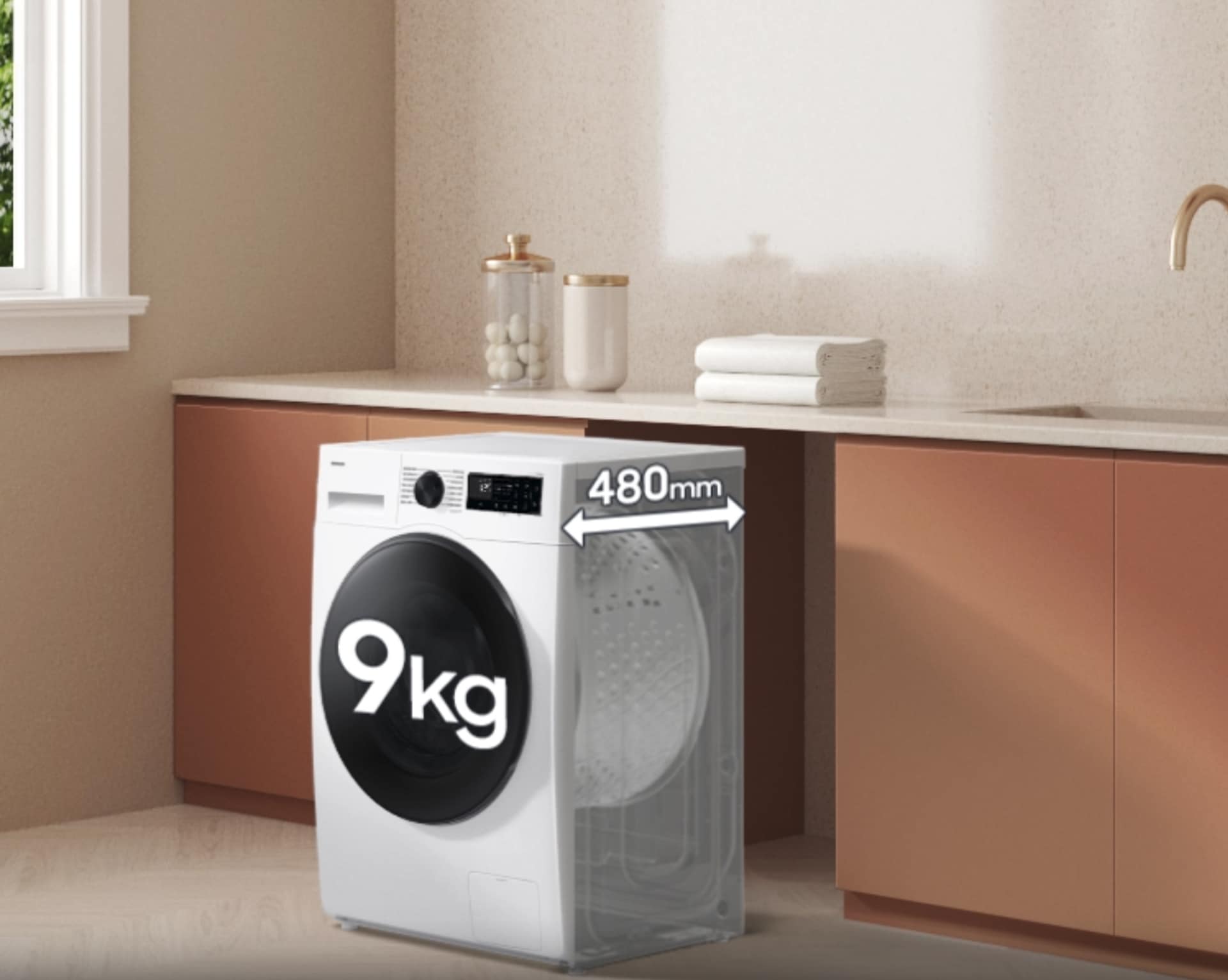 9+5 kg SLIM Waschtrockner WD6100D mit AI Wash und AI Ecobubble™ EEK: E/A (-10%) Schwarz