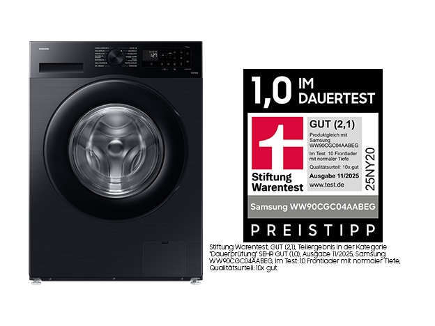 9 kg Waschmaschine WW5000C mit EcoBubble™, EEK: A (-10%) Schwarz