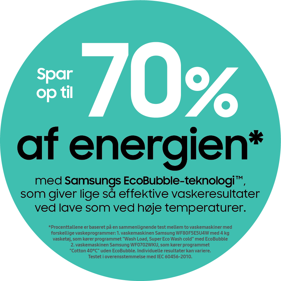 Spar op til 70% af energien med Samsungs EcoBubble-teknologi