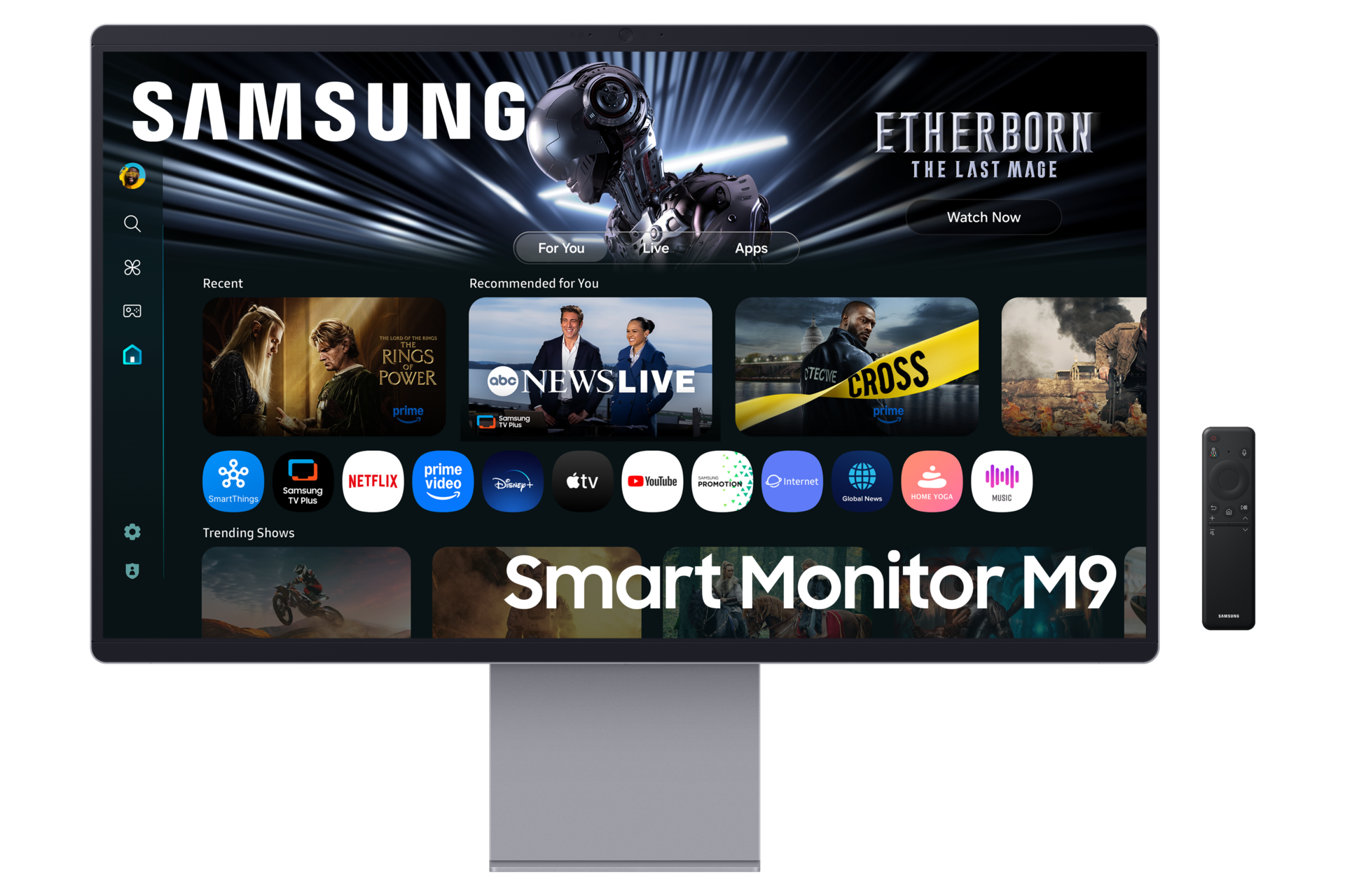 32" Smart Monitor M9 M90SF 4K OLED Samsung Vision AI Front-3 Silver 