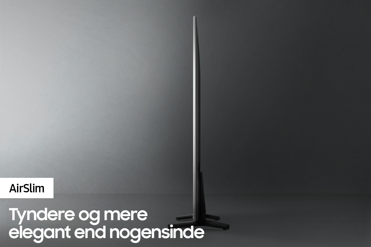Profilvisning af QLED TV Q60A viser, hvor utrolig tyndt design man får med QLED TV AirSlim