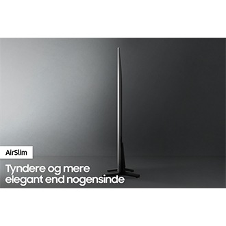 Profilvisning af QLED TV Q60A viser, hvor utrolig tyndt design man får med QLED TV AirSlim