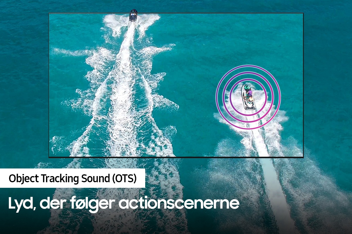Takket være Object Tracking Sound følger lyden den sejlende båd på QLED-TV'et QN85A
