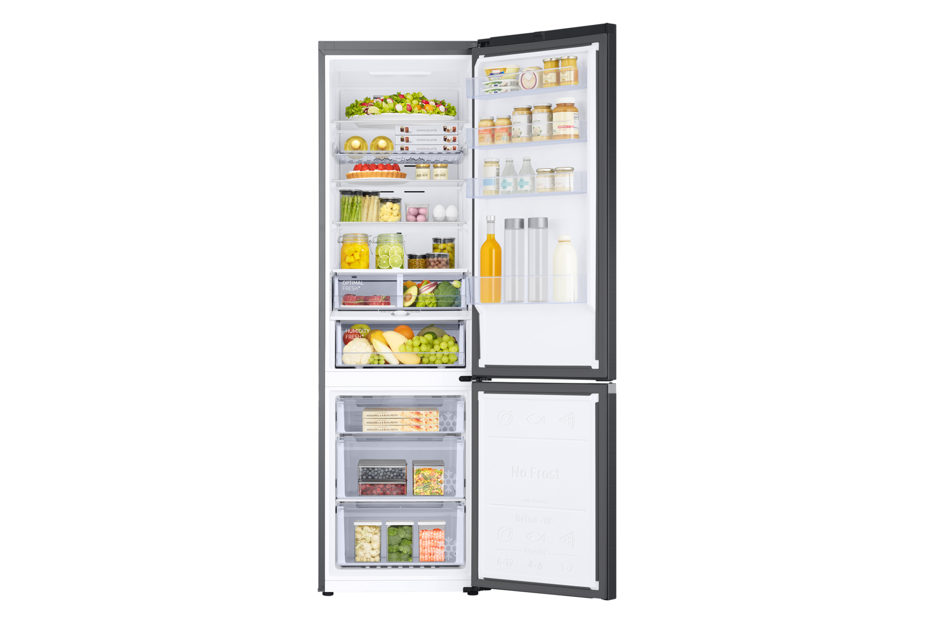 Køle- og fryseskab AI Energy Mode 203 cm Front-Open-with-food Black 