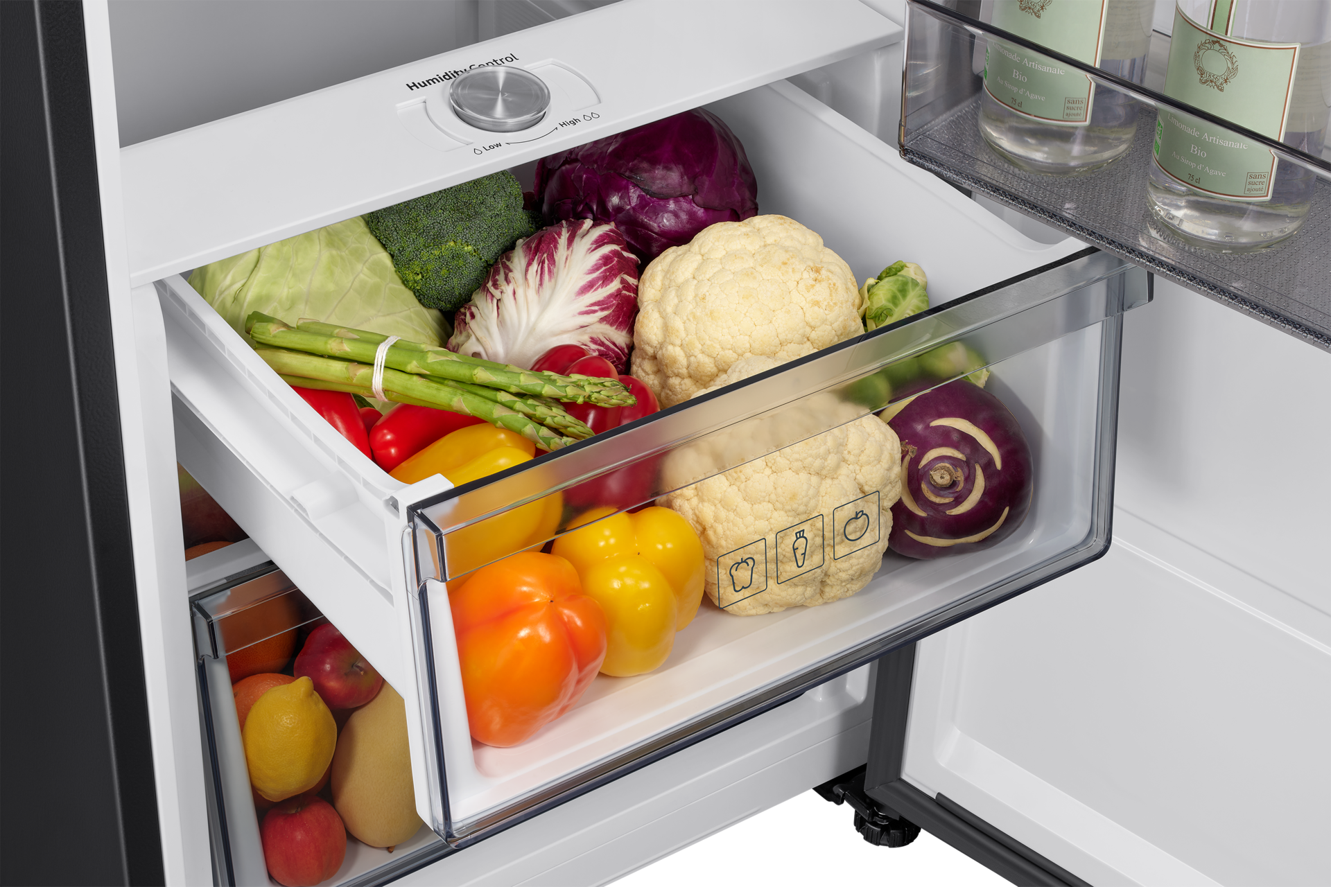Fridge One Door AI precise cooling 186cm Detail--Humidity-Box Black 