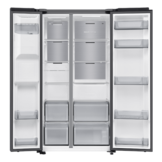 Køle-fryseskab Side by Side med fast vandtilslutning 178 cm Front-Open-without-food Black Doi 