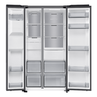 Køle-fryseskab Side by Side med fast vandtilslutning 178 cm Front-Open-without-food Silver 