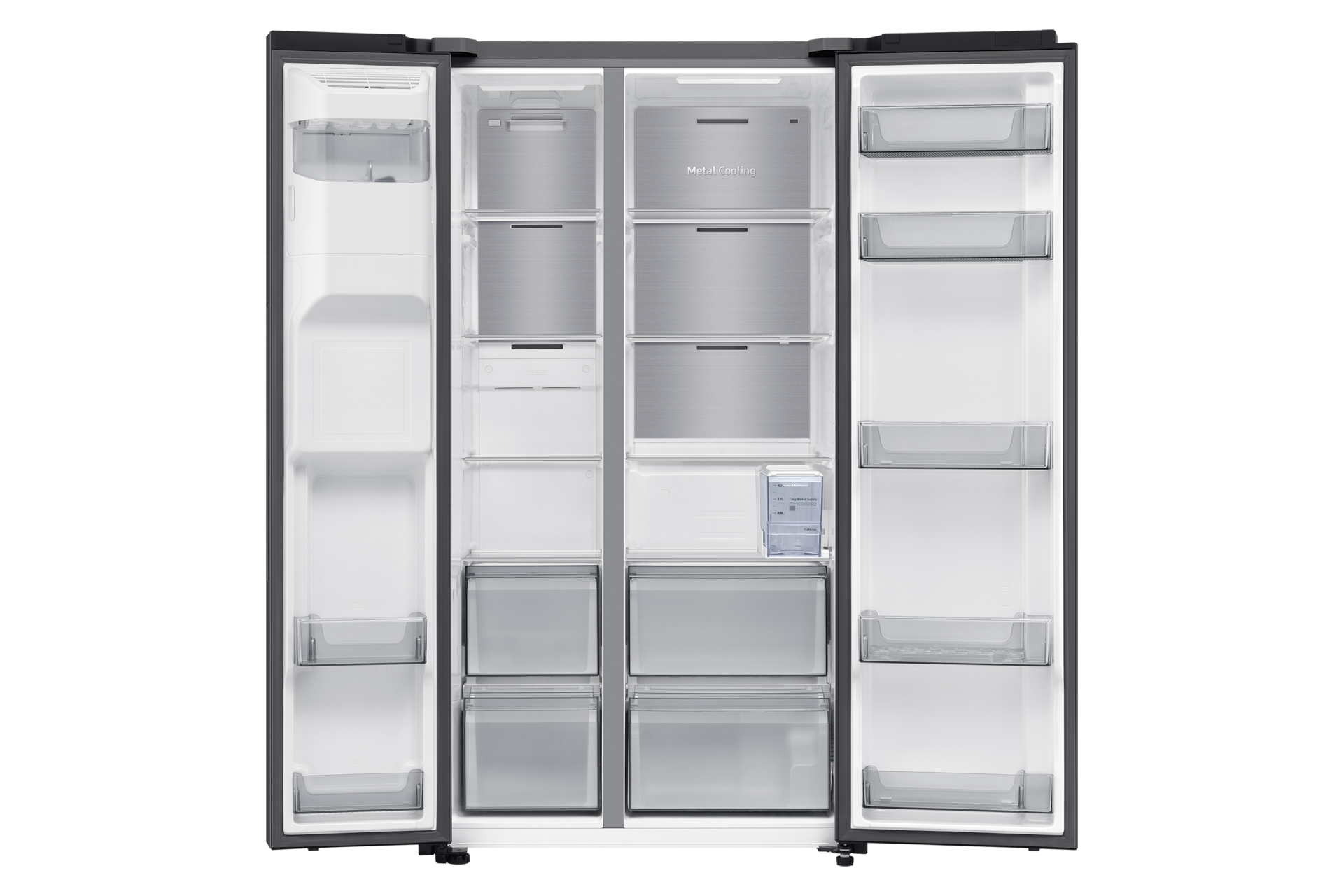 Køle-fryseskab Side by Side uden fast vandtilslutning 178 cm Front-Open-without-food Black Doi 