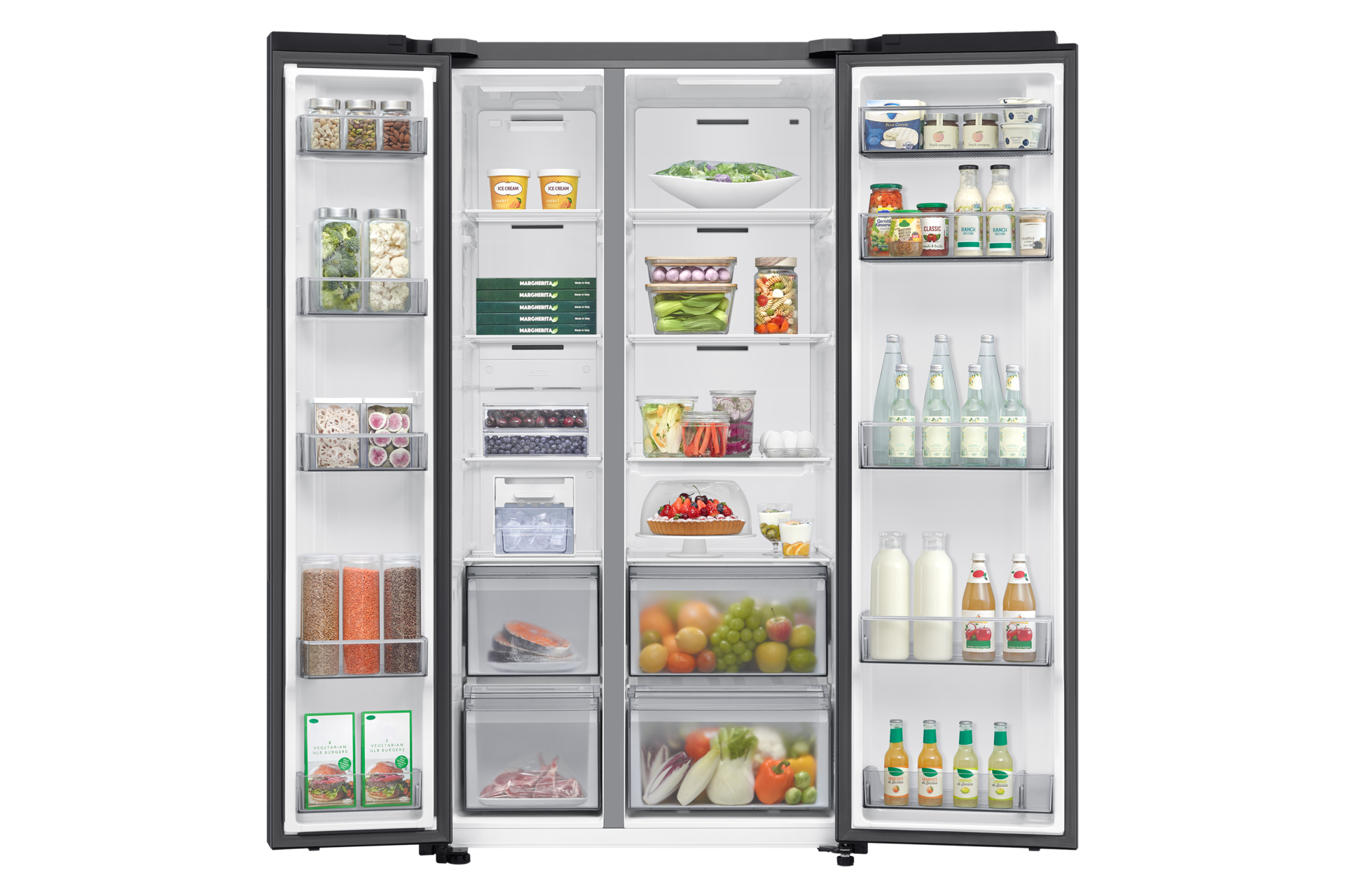 Køle- og fryseskab Side‑by‑Side AI Energy Mode 178 cm Front-Open-With-food Black Doi 