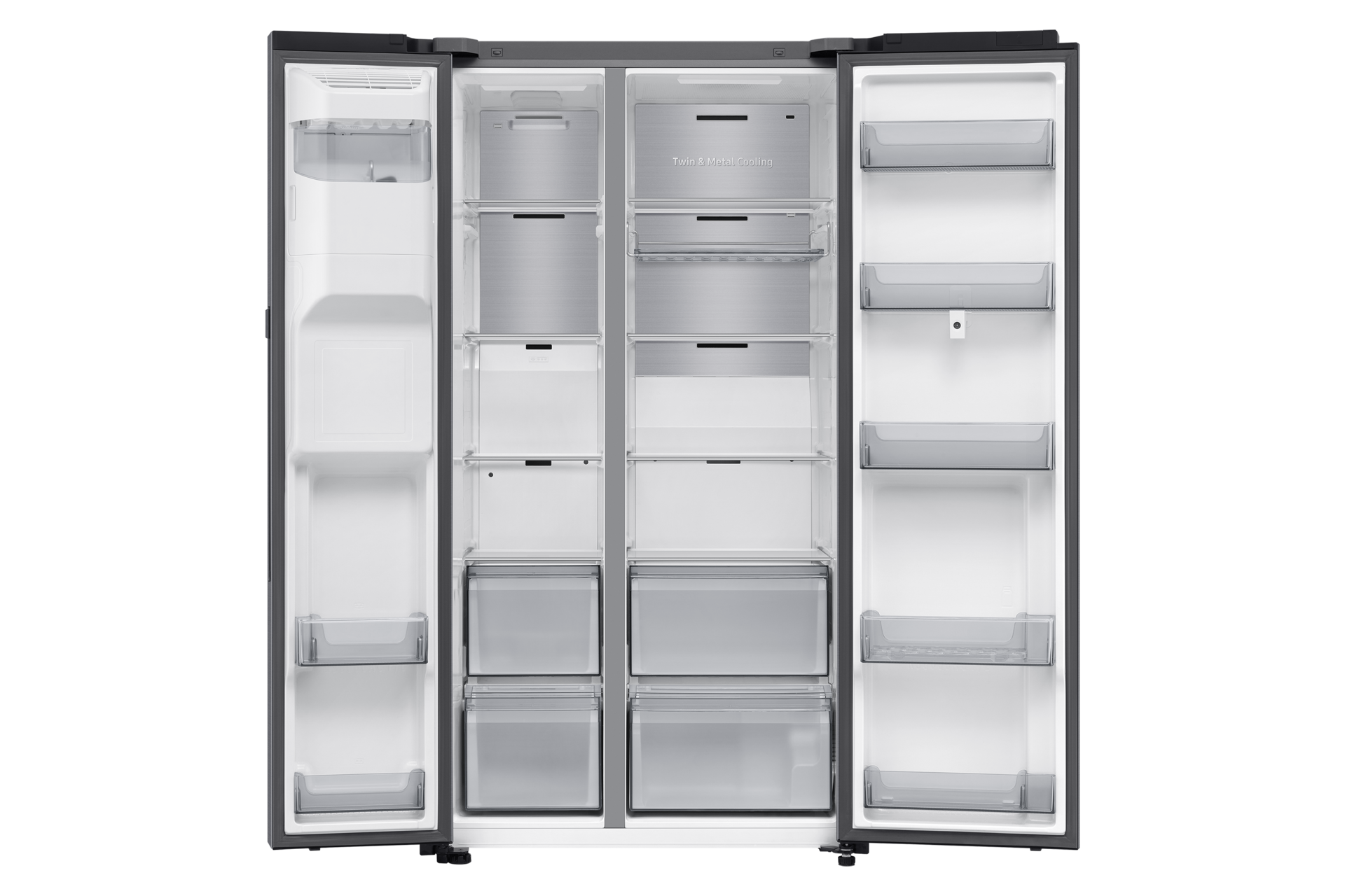 Bespoke AI Refrigerator SBS -Family Hub Front-Open-without-food Silver 